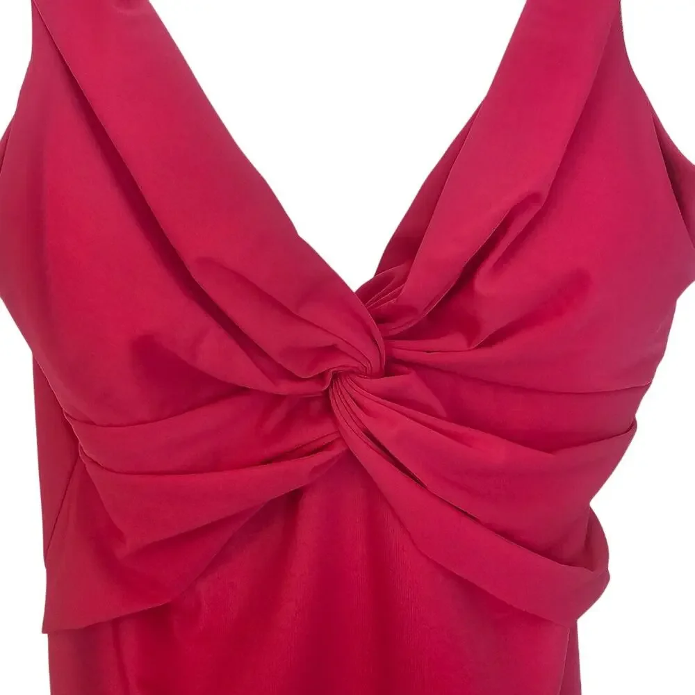Miraclesuit Pink Twist Front One Piece Swimsuit Tummy Control Size 14